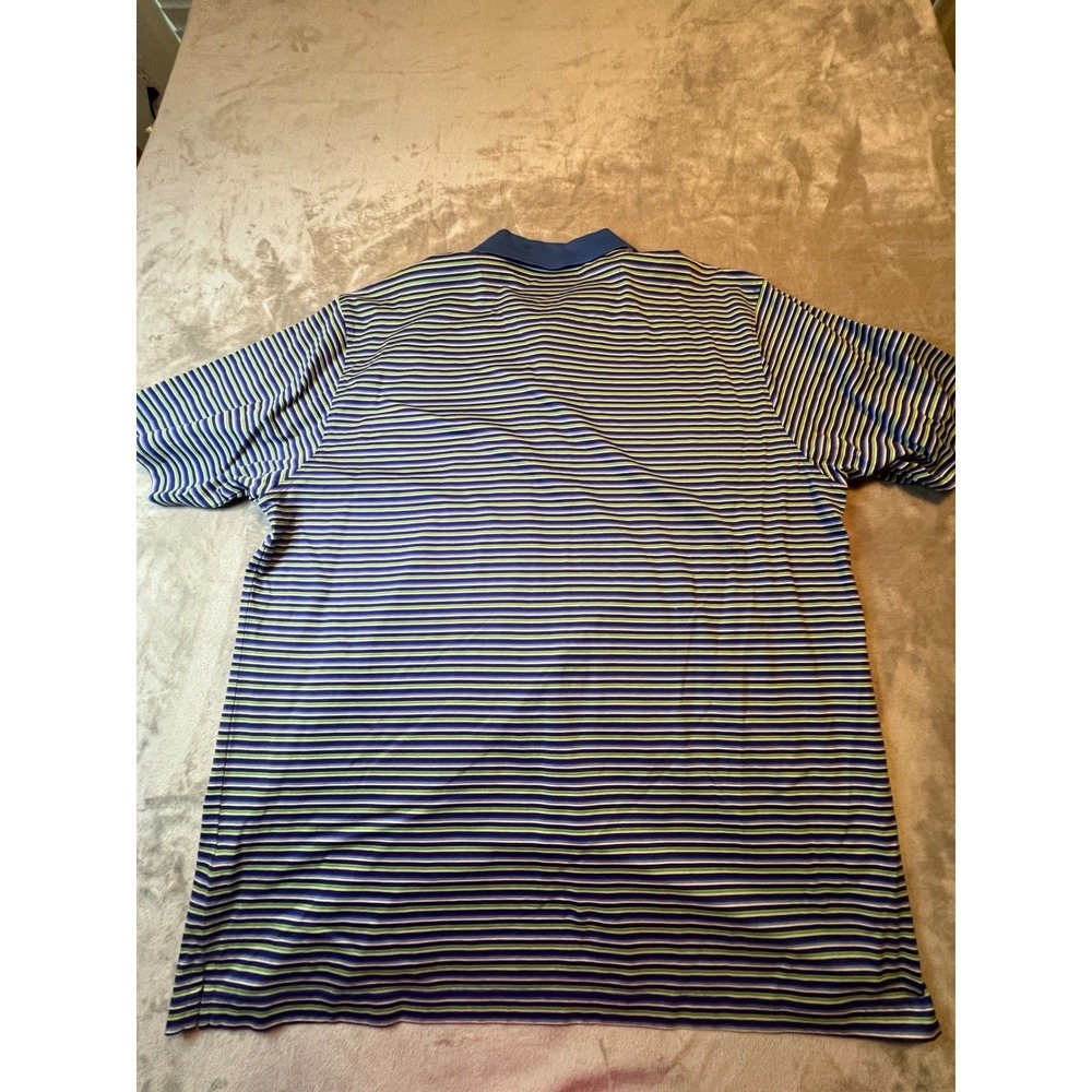 Austin Reed London Shirt Mens XXL Blue Green StripePolo Double Mercerized Cotton - Picture 5 of 5